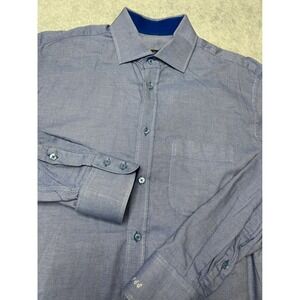 iTailor‎ Mens L  Light Blue Custom Tailor Made Cotton Oxford Button Down Shirt